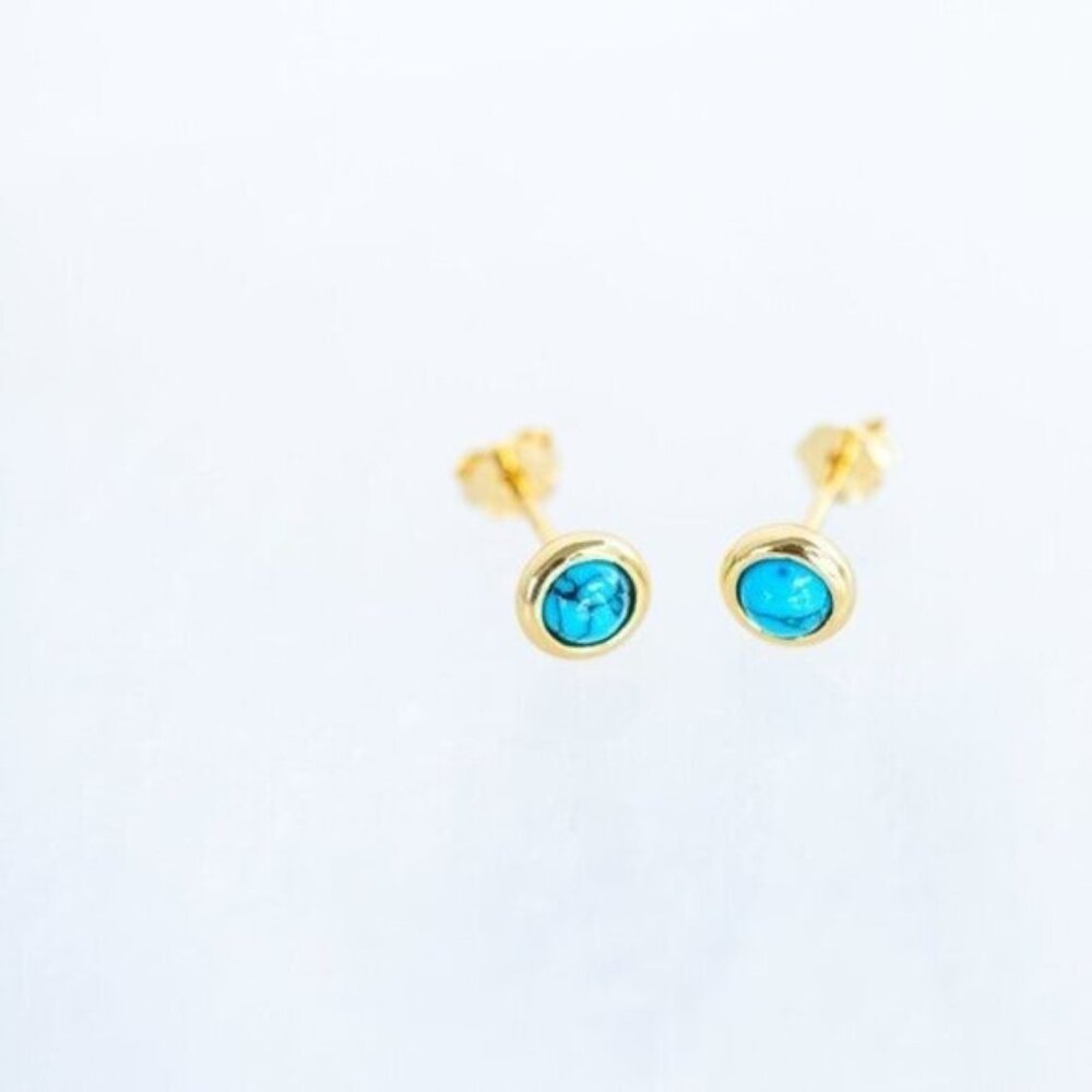 Dainty Turquoise Stud Earrings Adorable little studs December Birthstone